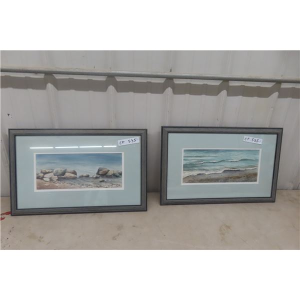 Two Framed Watercolor Art Pieces by Joanne Harris, 21.5" x 14"