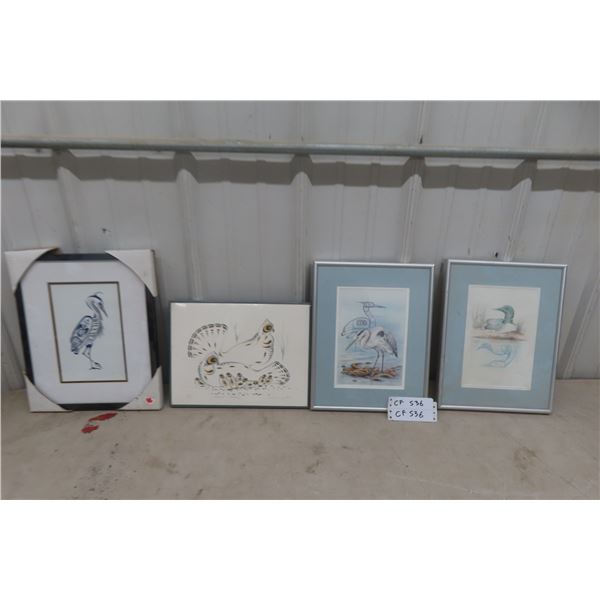 Four Native Art Wildlife Framed Prints