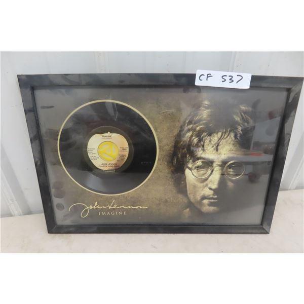 John Lennon Framed "Imagine" Artwork with Record, 12" x 18"