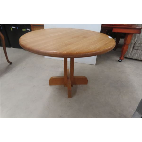 Pedestal Solid Wood Oak Table, 30" High, 42" Diameter