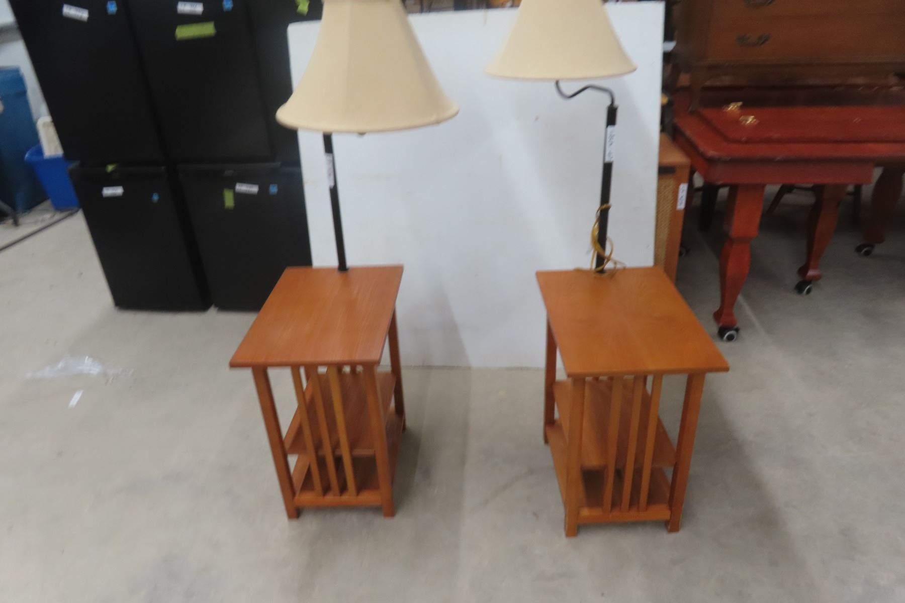 Two End Tables with Built-In Lamps, 22" x 20" x 14"