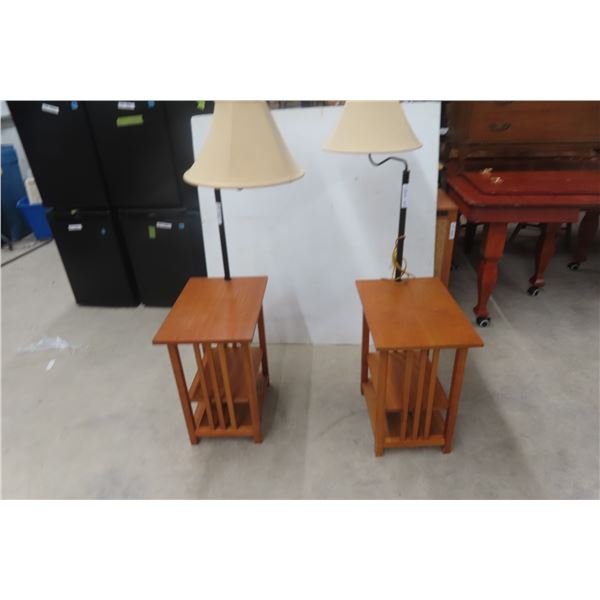 Two End Tables with Built-In Lamps, 22" x 20" x 14"