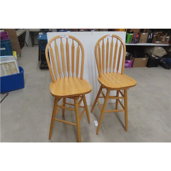 Two Wood Counter/Bar Swivel Stools