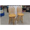 Image 1 : Two Wood Counter/Bar Swivel Stools