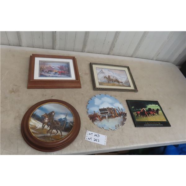 Five Pictures Mounted on Saw-Blade Displays