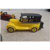 Image 2 : Wood Car Display with Tin Lizzie Die-Cast, Avon Yellow Taxi, and Musical San Francisco Streetcar