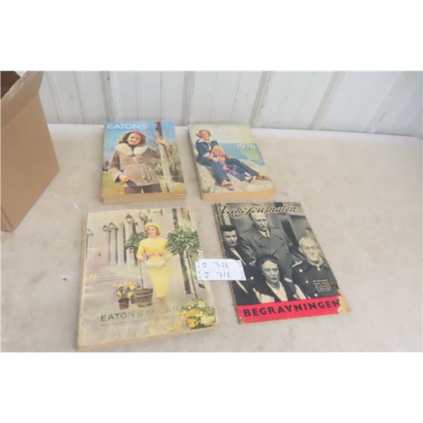 Three Eaton Catalogs (1963, 1975, 1976) and 1958 Magazine