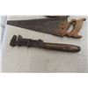 Image 5 : Carpenter’s Saws, Old Pipe Wrench, and Tripod