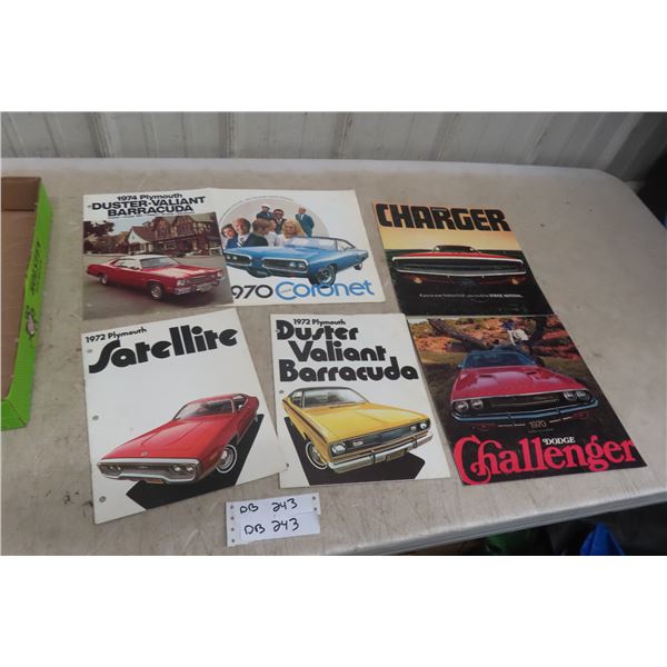 Six 70's Car Brochures Including Dodge Challenger, and More