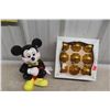 Image 1 : Mickey Mouse Piggy Bank and Package of Christmas Ornaments