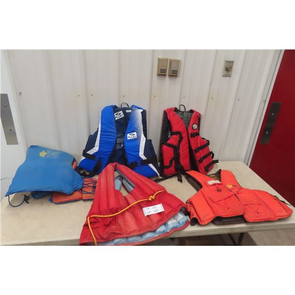 Five Life Jackets, Adult and Youth Sizes