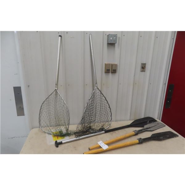 Two Fishing Scoop Nets with Paddles