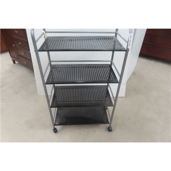 Rolling Four-Tier Metal Shelf, 34" x 12" x 20"