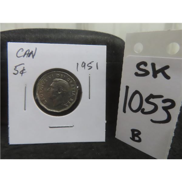 1951 Canadian 5-Cent Coin