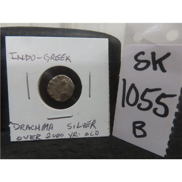 Indo-Greek Drachma Silver Coin, Over 2000 Years Old