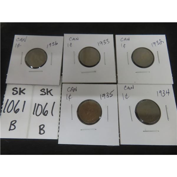 Five Canadian Small Cents (1932–1936)