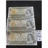 Image 1 : Three 1973 Uncirculated Canadian $1 Bills