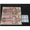 Image 1 : Two 1986 Uncirculated Canadian $2 Bills