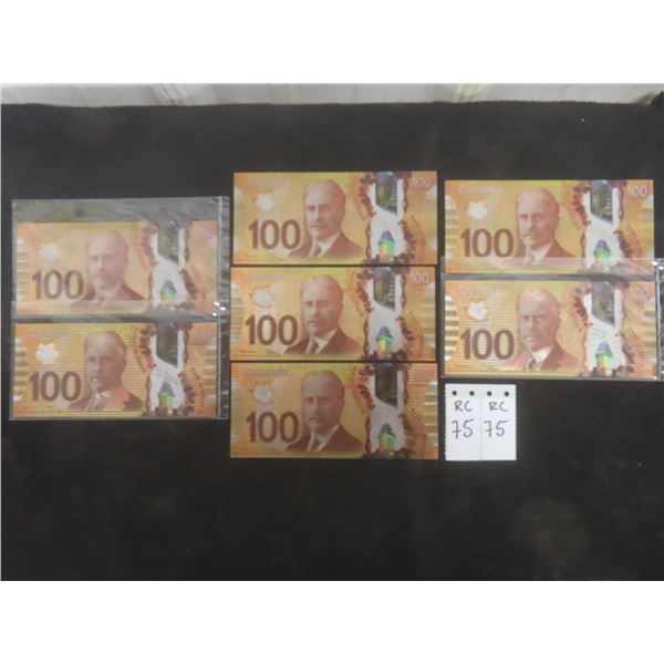 Seven Gold-Plated Canadian $100 Bills