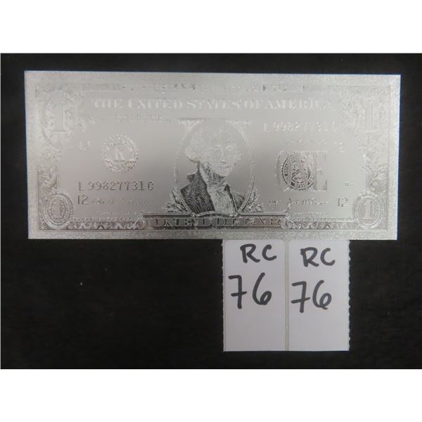 White Gold-Plated U.S. $1 Bill