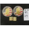Image 1 : Four Small Gold-Plated Ingots and Two Donald Trump Coins
