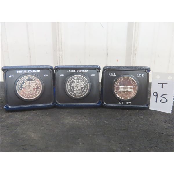 Two Canadian Silver Dollars – 1971 BC / 1973 PEI Centennial