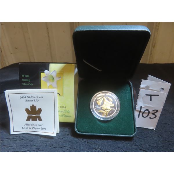 2004 Canadian 50¢ Sterling Silver Coin 'Easter Lily'