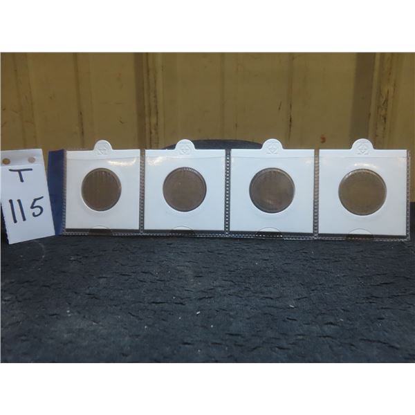 Four Canadian Large Cent Coins (1912–1915)