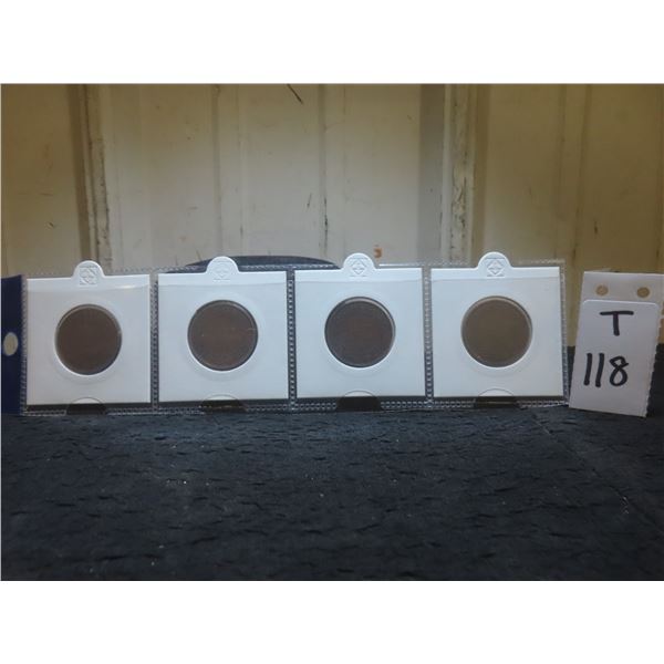 Four Canadian Large Cent Coins (1916–1919)