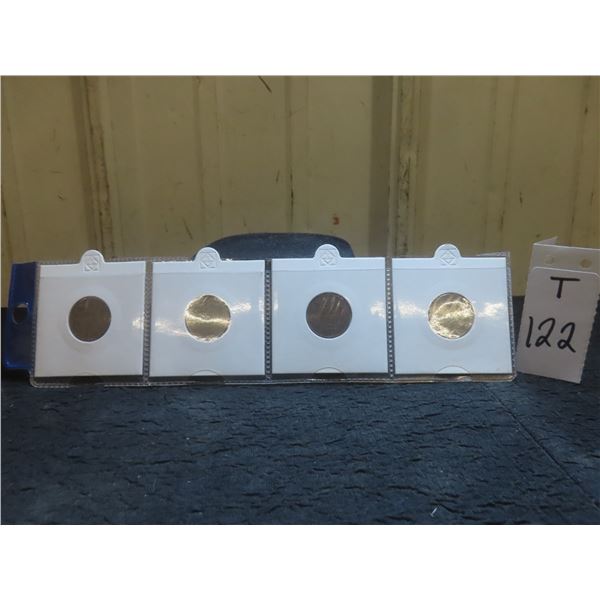 Four Canadian One-Cent Coins (1928–1931)