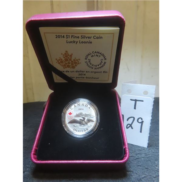 2014 $1 Fine Silver Coin 'Lucky Loonie'