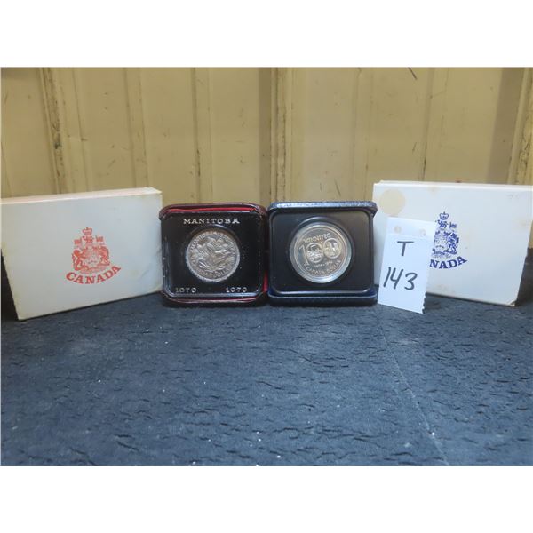 Two Canadian $1 Coins: 1970 Manitoba And 1974 Winnipeg Centennial