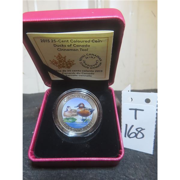 2015 Canadian 25¢ Coloured Coin – Ducks of Canada 'Cinnamon Teal'