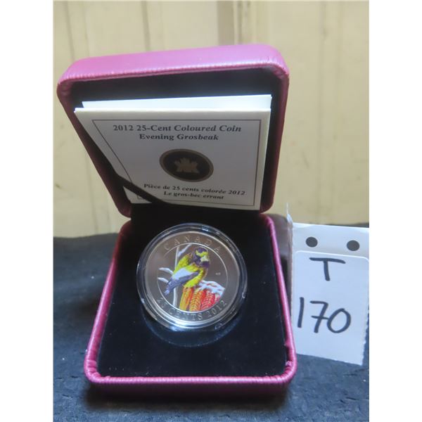 2012 Canadian 25¢ Coloured Coin – 'Evening Grosbeak'