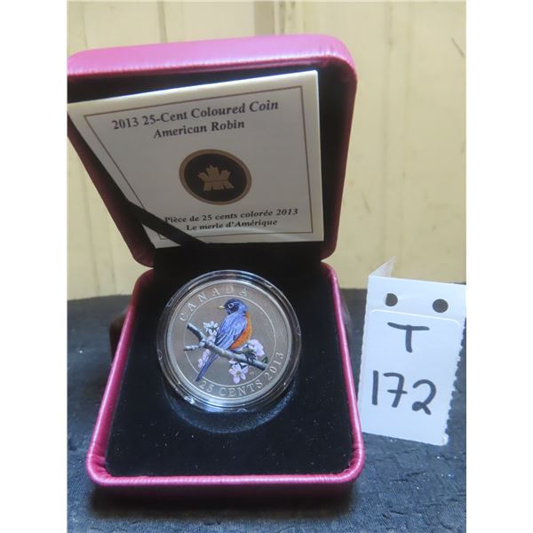 2013 Canadian 25¢ Coloured Coin – 'American Robin'