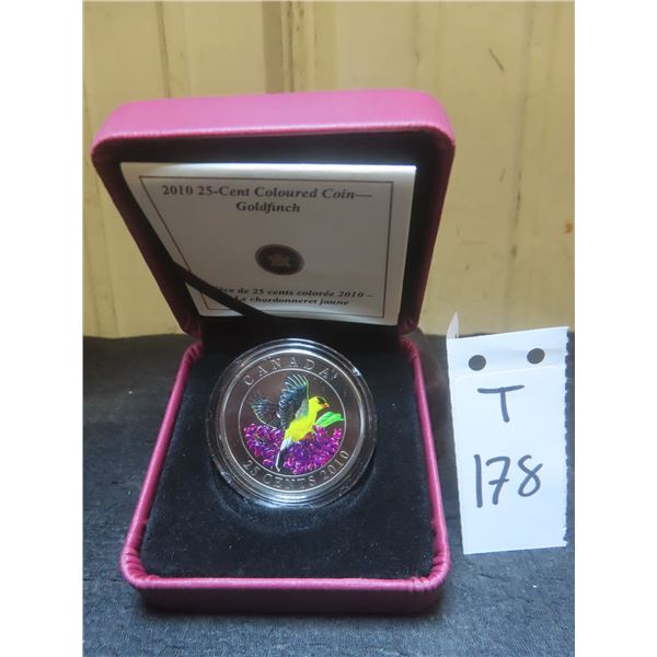 2010 Canadian 25¢ Coloured Coin – 'Goldfinch'