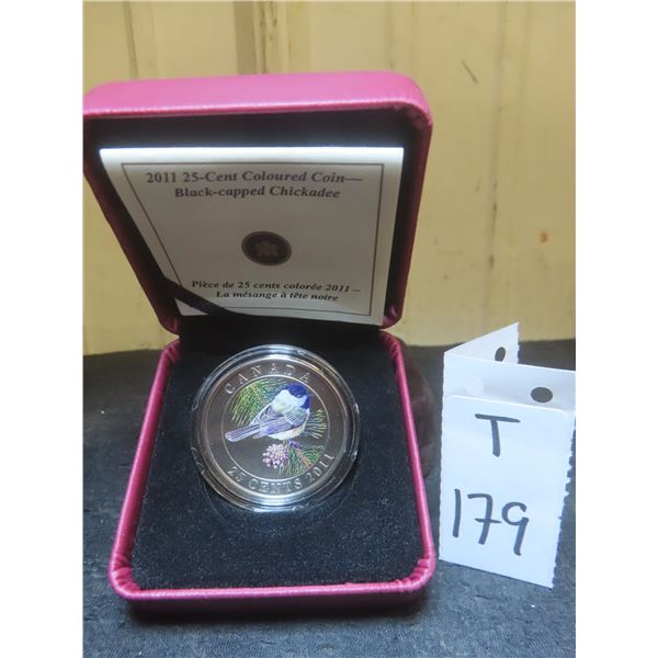 2011 Canadian 25¢ Coloured Coin – 'Black-Capped Chickadee'