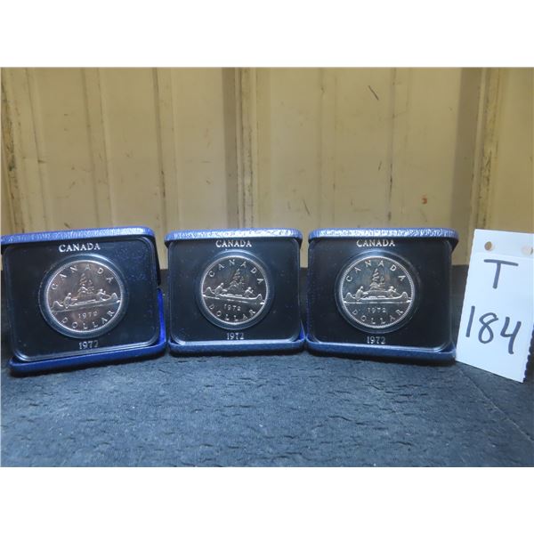 Three Canadian 1978 Uncirculated Dollar Coins