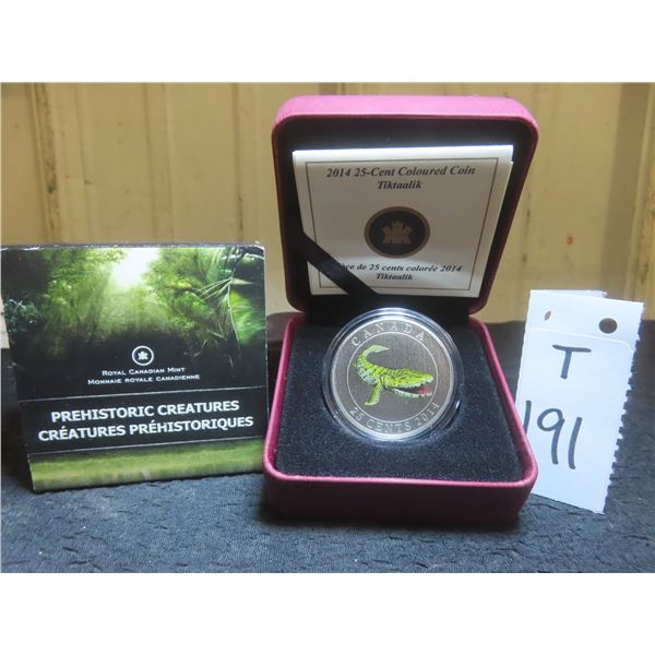 2014 Canadian 25¢ Coloured Prehistoric Creatures Coin 'Taktaalik'