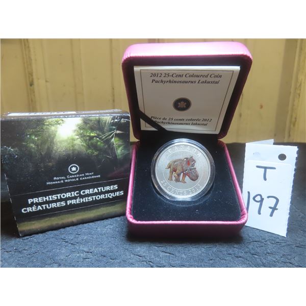 2012 Canadian 25¢ Coloured Prehistoric Creatures Coin 'Pachyrhinosaurus Lakustai'
