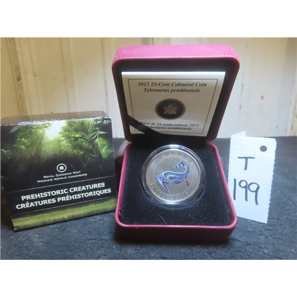 2013 Canadian 25¢ Coloured Prehistoric Creatures Coin 'Tylosaurus Pembinensis'