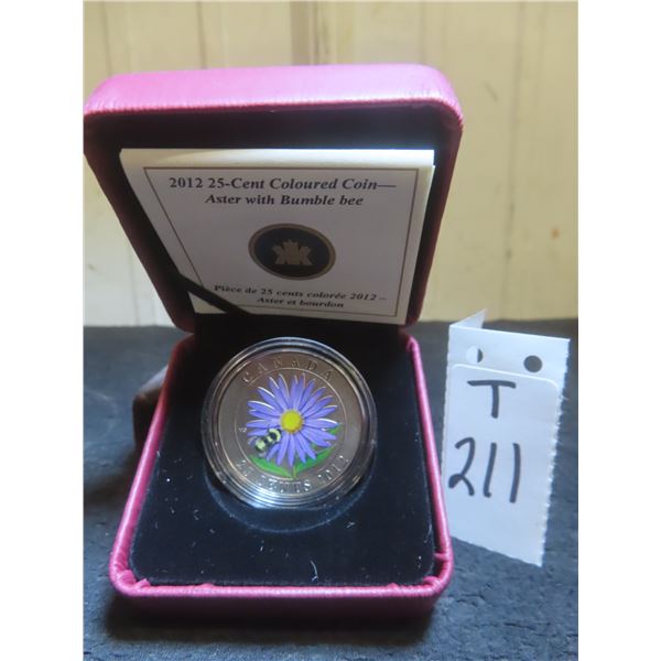 2012 Canadian 25¢ Coloured Coin – 'Aster and Bumble Bee'