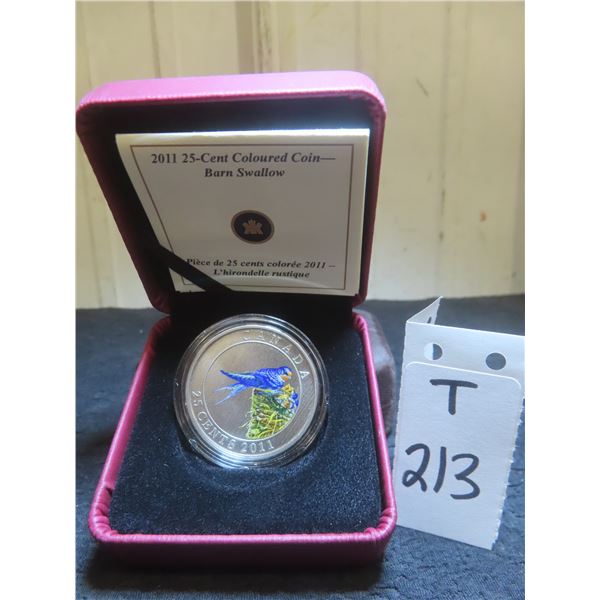 2011 Canadian 25-Cent Coloured Coin "Barn Swallow"