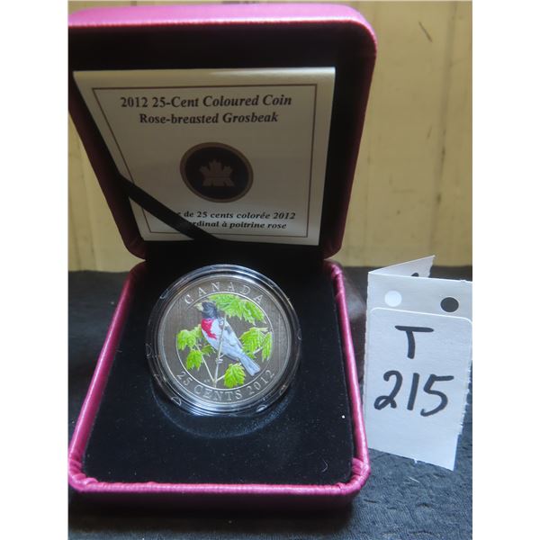 2012 Canadian 25-Cent Coloured Coin "Rose-Breasted Grosbeak"