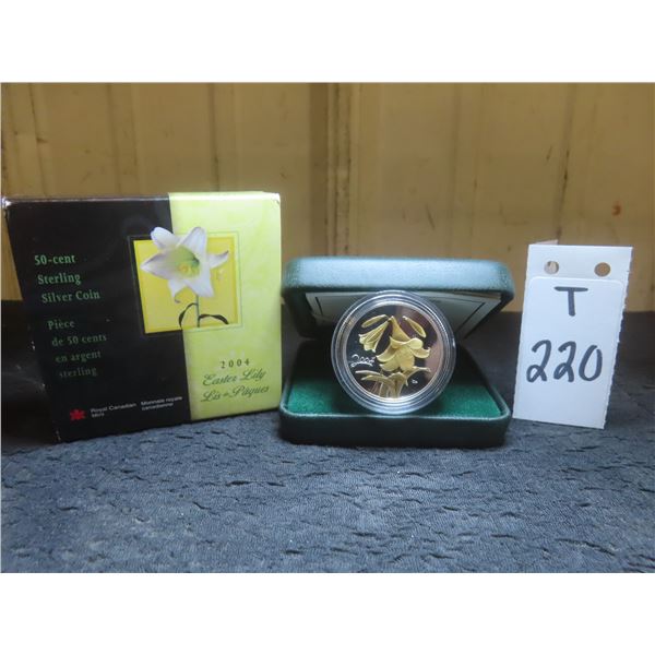 2004 Canadian Sterling Silver 50-Cent Coin "Easter Lily"