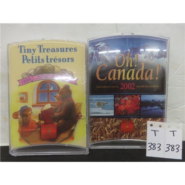 2002 Oh Canada Uncirculated Coin Set and 2000 Sealed Tiny Treasures Coin Set.