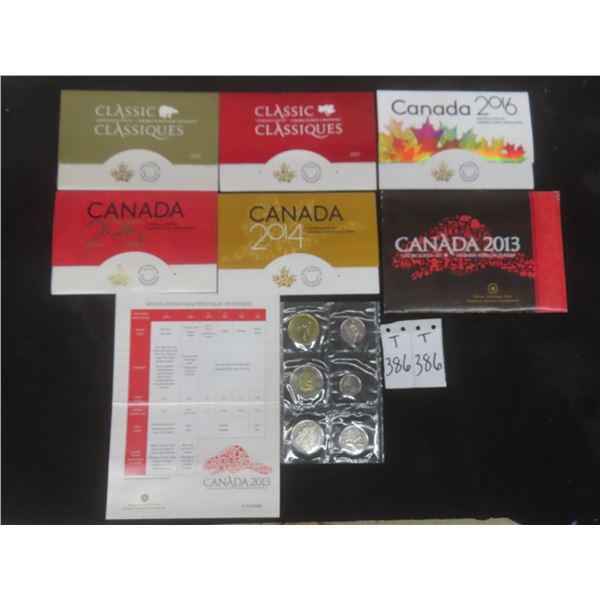 Six Canadian Uncirculated Coin Sets, Years 2013–2018