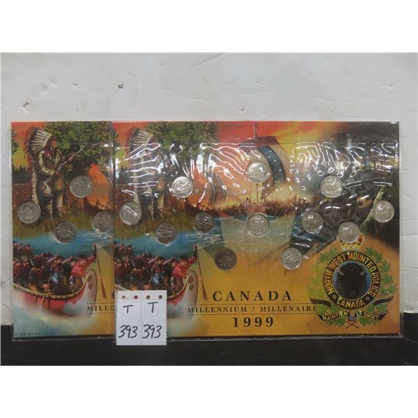 Two 1999 Canadian Millennium 25¢ Coin Sets.
