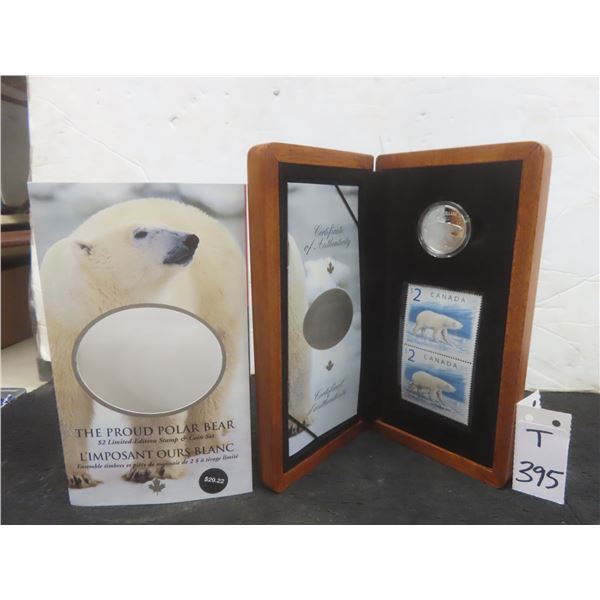 2004 Canadian “The Proud Polar Bear” $2 Sterling Silver Coin and Stamp Set.