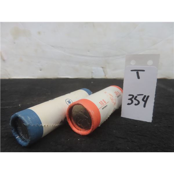 Two 2005 Canadian Mint Rolls: 25¢ Coins And 5¢ Coins